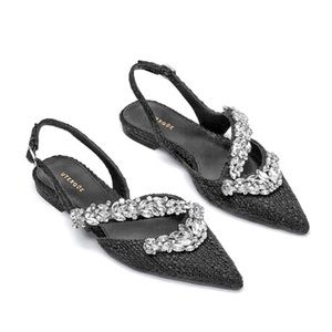 Uterque Jeweled Slingback Ballerina Shoes